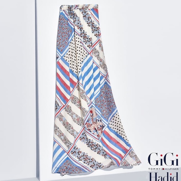 HTF Tommy Hilfiger x Gigi Hadid Pure Silk Printed Maxi Skirt NEW! - Picture 14 of 14